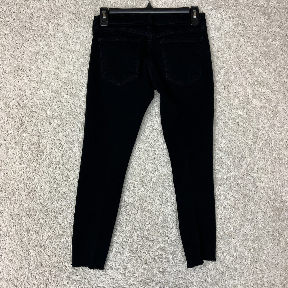 Banana Republic Jeans Womens 25 Petite 25P Black Skinny Denim Distressed Raw Hem - Picture 5 of 10